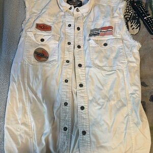 Harley-Davidson Sleeveless White Denim Vest